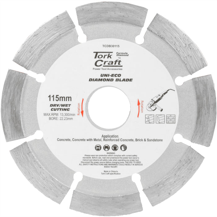 Tork Craft Diamond Blade Segm 115 Mm X 10 Mm Reinforced Concrete Tcdb30115
