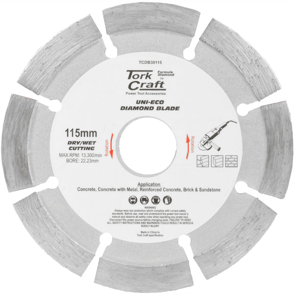 Tork Craft Diamond Blade Segm 115 Mm X 10 Mm Reinforced Concrete Tcdb30115