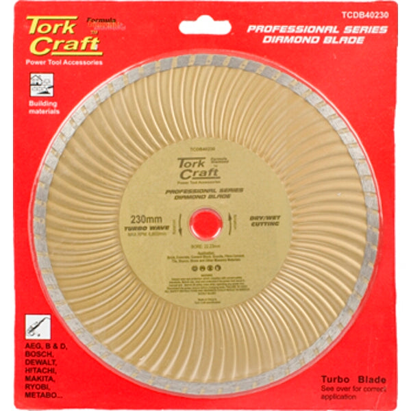 Tork Craft Diamond Blade 230mm Turbo Wave Professional Series | Power Tool Accessory