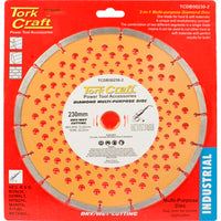 Tork Craft 230mm Multi-Purpose Diamond Blade Cutting Disc - Hard & Soft Materials, Industrial Grade