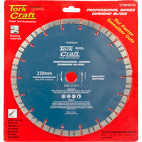 Tork Craft Diamond Blade 230mm Turbo Segmented - For Faster, Smoother Cuts on Brick, Concrete, Stone