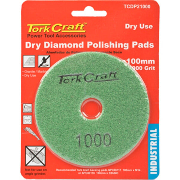 TorkCraft 100mm Diamond Polishing Pad 1000 Grit Dry Use
