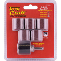 Tork Craft Drum Sander with Sanding Sleeves: 25.4mm Diameter, 6mm Shaft, Assorted Grit Sizes (80, 120, 180)