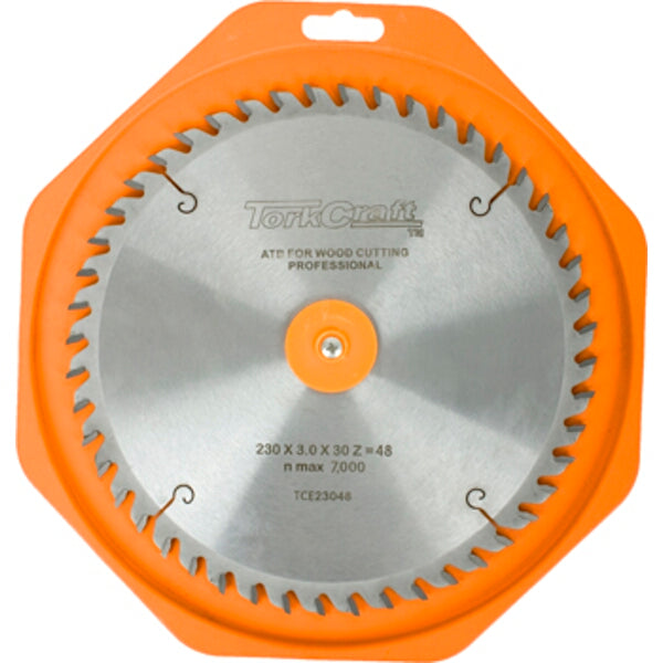 TorkCraft 230mm Wood Cutting Saw Blade - 48 Teeth Professional Circular Blade. Heavy Duty, Durable. 