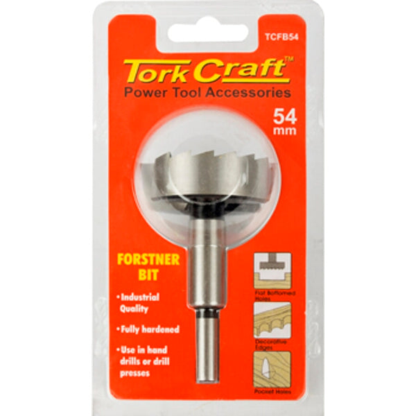 Tork Craft 54mm Forstner Bit - Woodworking Drill Bit for Clean, Flat-Bottomed Holes. High-Quality Power Tool Accessory