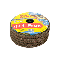 Tork Craft 115mm Flap Sanding Disc, 60 Grit Aluminium Oxide Abrasive. 4+1 Free!