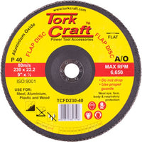 Tork Craft 9 inch Flap Sanding Disc 230mm, 40 Grit, Aluminum Oxide A/O Power Tool Accessory
