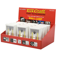 Tork Craft LED Wall Lamp Display Box: 12 Battery-Powered Switch Style Lights, 200 Lumens