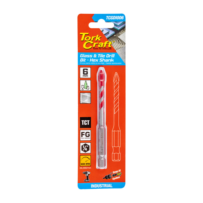 Tork Craft Glass & Tile Drill 6 Mm Hex Shank Industrial Tcgdi006