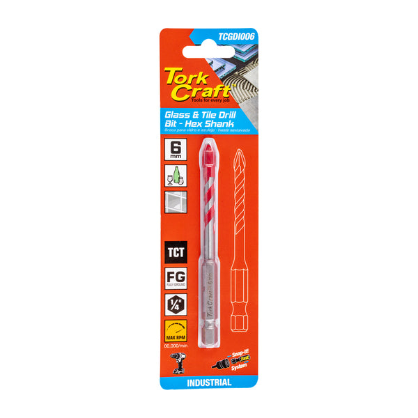 Tork Craft Glass & Tile Drill 6 Mm Hex Shank Industrial Tcgdi006