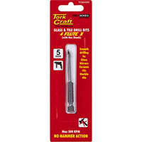 Tork Craft 5mm Glass & Tile Drill Bit - Hex Shank, 4 Flute. Drill for Glass, Mirrors, Ceramic, Marble. High Quality, Durable.