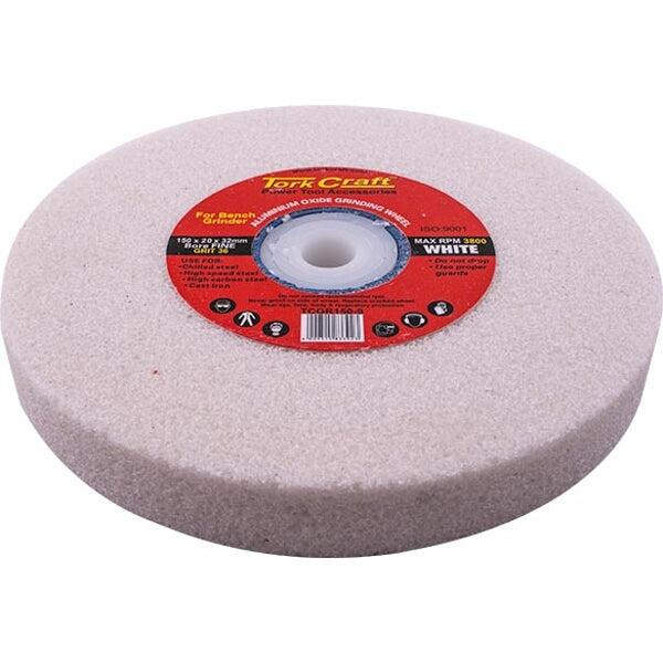 Grinding Wheel 150x20x32mm, White Aluminum Oxide, Coarse 36 Grit. Bench Grinder Wheel