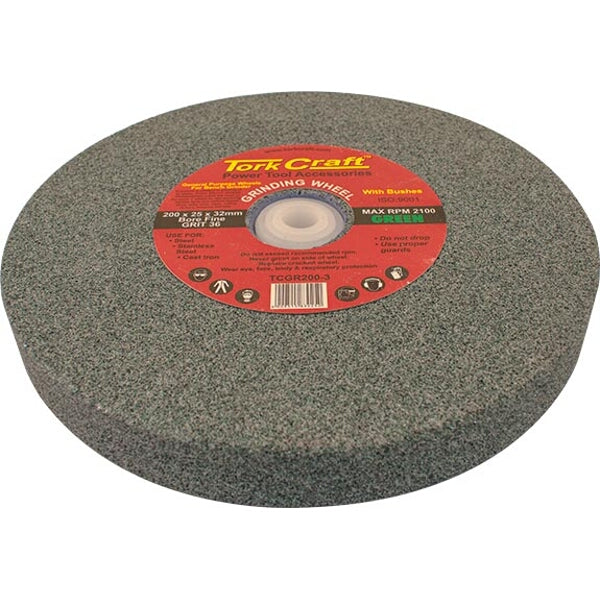 Tork Craft Grinding Wheel 200x25x32mm Green Coarse 36 Grit Bench Grinder Wheel