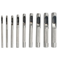 Hollow Punch Set 9PC 2.5-10mm Carbon Steel Leather Hole Tool - Metalworking Punch, Leather Craft Tool