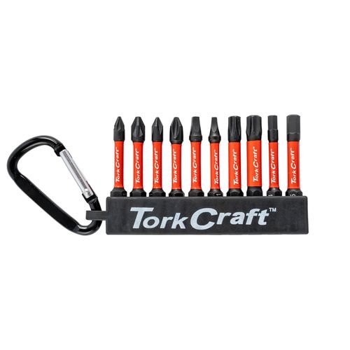 Tork Craft  Impact Power Bit Set 10pc 50mm Pz Ph Sq Torx Hex -TCIBS010
