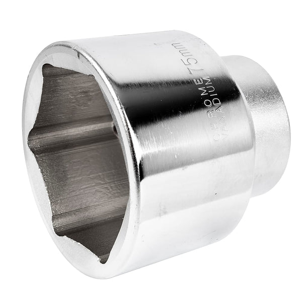 75mm Socket 1" Drive CrV Hex Socket - Heavy Duty Impact Socket - Chrome Vanadium Steel