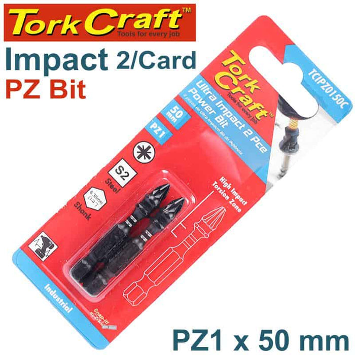 IMPACT POZI.1 X 50MM POWER BIT 2/CARD PZ1