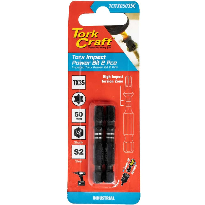 TORX TX 35 IMPACT POWER BIT 50MM 2PC CARDED