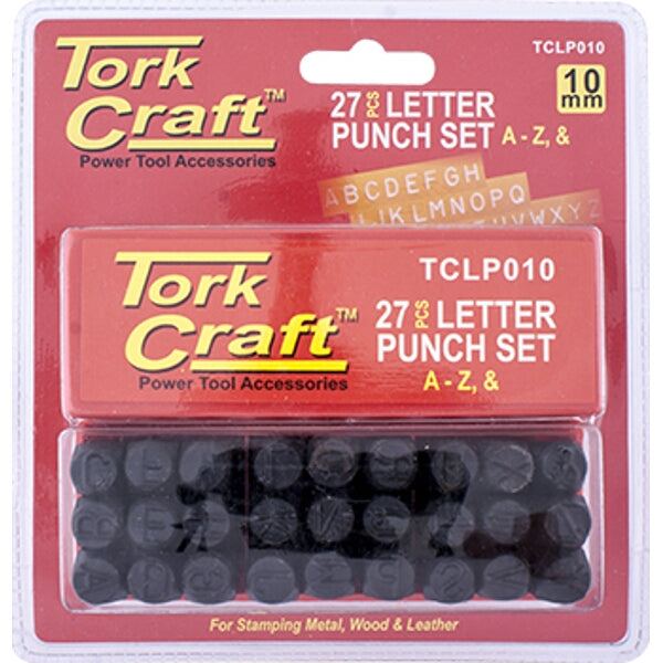 Tork Craft 10mm Letter Punch Set: A-Z Capital Black Finish. Metal, Wood & Leather Stamping Tool.