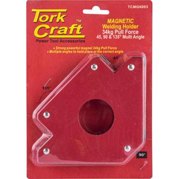 Tork Craft Magnetic Welding Holder - 34kg Pull Force, 45/90/135 Degree Welding Magnet - Angle Holder Tool