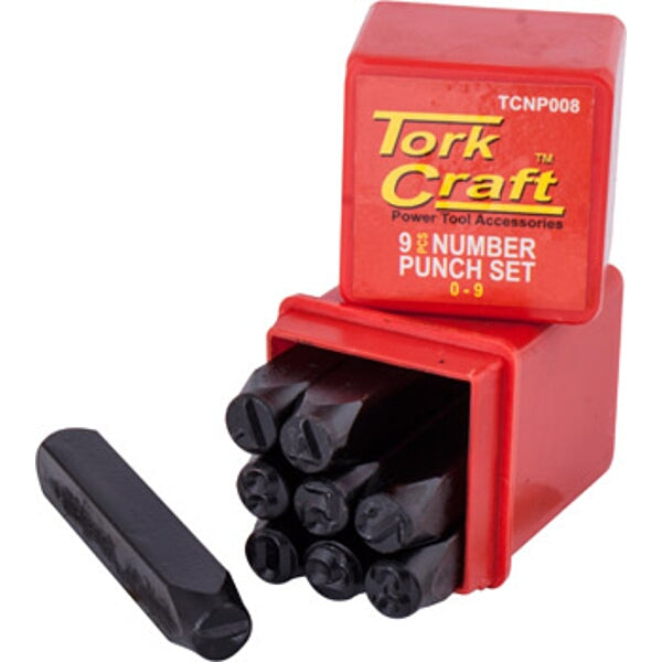 Number Punch Set (0-9) - 8mm Black Steel Metal Stamp Kit for Crafts, DIY, and Identification Marking
