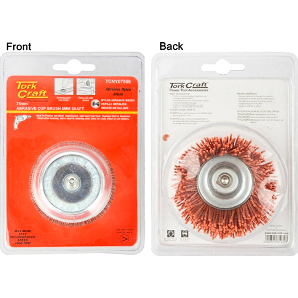 Tork Craft Nylon Cup Brush 75mm - Abrasive Wheel Brush for Power Tools - TCNY07506