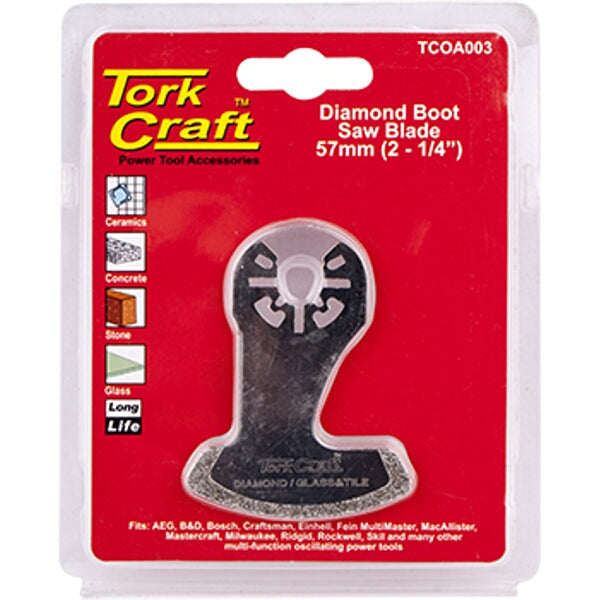 Tork Craft Diamond Boot Saw Blade 57mm (2-1/4") for oscillating multi-tools - cuts ceramics, concrete, stone, and glass.