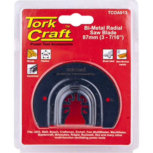 TorkCraft Bi-Metal Radial Saw Blade 87mm - Oscillating Tool Accessory, Wood/Metal Cutting