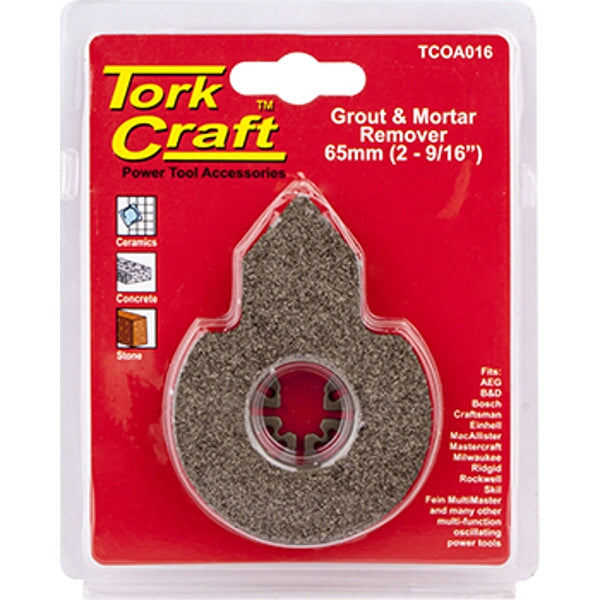 TorkCraft Grout & Mortar Remover Blade - 65mm Oscillating Tool Accessory for Tile, Concrete, Stone Grout Removal