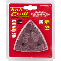TorkCraft Oscillating Delta Sanding Disc 80mm 240 Grit 10 Pack - Power Tool Accessory for Wood, Metal, Plastics