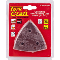 Tork Craft Oscillating Sanding Disc Delta 80mm 80 Grit - 10 Pack. Power Tool Accessories