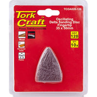 TorkCraft Oscillating Sanding Disc 120 Grit Fingertip - Delta Sandpaper 35x50mm, 10 Pack - Power Tool Accessory
