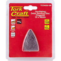 Tork Craft Oscillating Delta Sanding Disc Fingertip - 35x50mm, 180 Grit (10 Pack) Power Tool Accessories