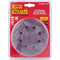 Tork Craft 115mm Oscillating Sanding Discs - 180 Grit, 10 Pack. Round Sandpaper for Power Tools