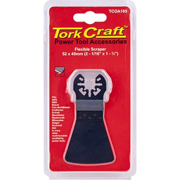 TorkCraft Flexible Scraper: Oscillating Power Tool Accessory 52x45mm (2-1/16x1-3/4 inch) - Quick Change Multitool Blade