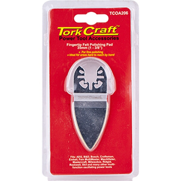 Tork Craft Fingertip Felt Polishing Pad - 35mm Power Tool Accessory for Fine Polishing in Tight Spaces