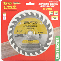 Tork Craft 165mm Carbide Tooth Saw Blade - Wood Cutting, 6-1/2 inch 24T, Ripping Blade, Power Tool Accessory, Contractor Grade