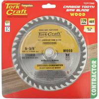 Tork Craft 170mm Carbide Wood Saw Blade - Circular Saw Blade for Wood