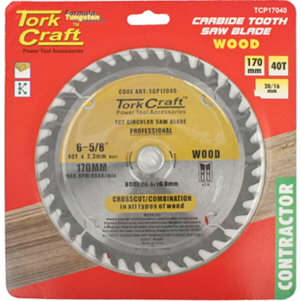 Tork Craft 170mm Carbide Wood Saw Blade - Circular Saw Blade for Wood