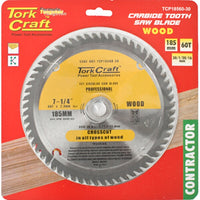 Tork Craft 185mm Carbide Tooth Wood Saw Blade 60T - Professional Woodworking Tool