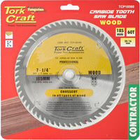 Tork Craft 185mm Carbide Tooth Wood Saw Blade | Contractor Grade Crosscut Blade