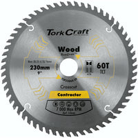 Tork Craft Blade Contractor 230 X 60 T 30/1/20/16 Circular Saw Tct Tcp23060 30