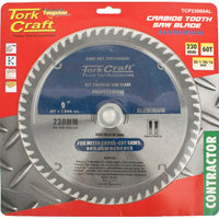 Tork Craft 230mm Aluminum Cutting Carbide Saw Blade - 60 Tooth Circular Saw for Miter Saws & Saw Benches