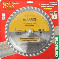Tork Craft 235mm Carbide Tooth Saw Blade - Wood Contractor, 40T