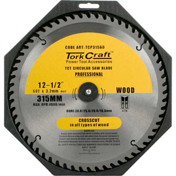 TorkCraft 12-1/2" Circular Saw Blade - 60T Wood Cutting - 315mm TCT Blade
