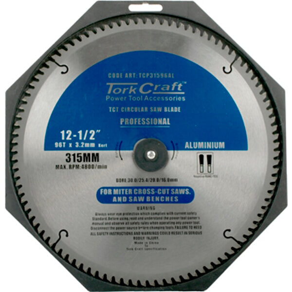 TorkCraft 12-1/2 inch Aluminum Cutting Circular Saw Blade - 315mm 96T - Miter/Crosscut Saw