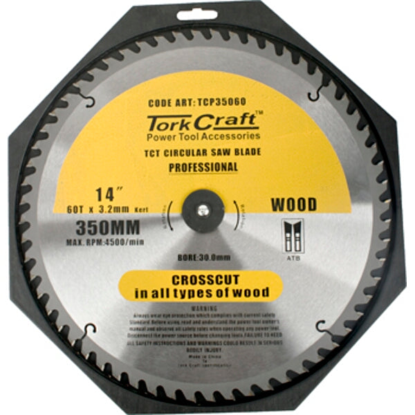Tork Craft 350mm Circular Saw Blade 60T - Wood Cutting, Professional Grade