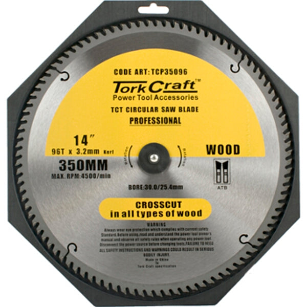 TorkCraft 14" Wood Saw Blade: 350mm TCT Circular Saw - Professional Quality