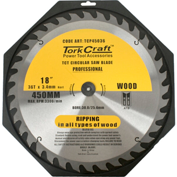 TorkCraft 18 inch Circular Saw Blade 36T - Wood Cutting Blade