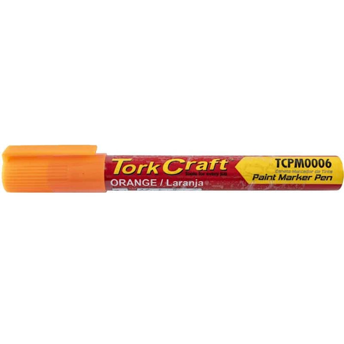 Tork Craft Orange Paint Marker Pen TCPM0006 - Durable Marking for Metal, Wood & More